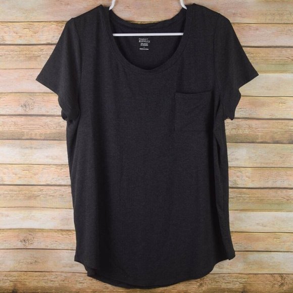 Market & Spruce Tops - Market & Spruce charcoal gray pocket tshirt, size 3X
